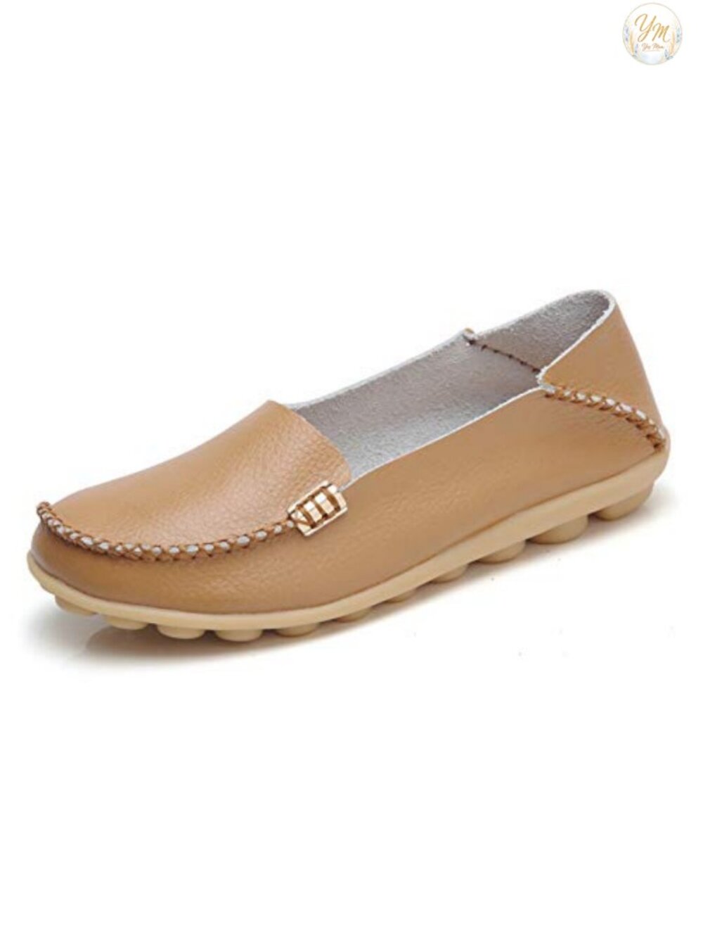 Natural Comfort Walking Flat Loafer Slip On Shoes with Metal Bit Ornament